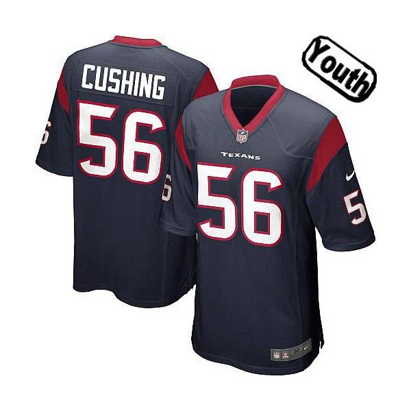 [NEW,Sewn-on]Brian Cushing Youth Football Jersey - Houston #56 CUSHING Jersey (Blue) For Youth/Kid