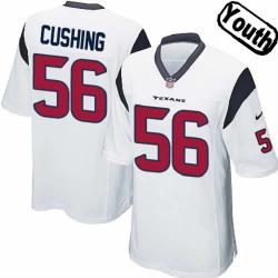 [NEW,Sewn-on]Brian Cushing Youth Football Jersey - Houston #56 CUSHING Jersey (White) For Youth/Kid