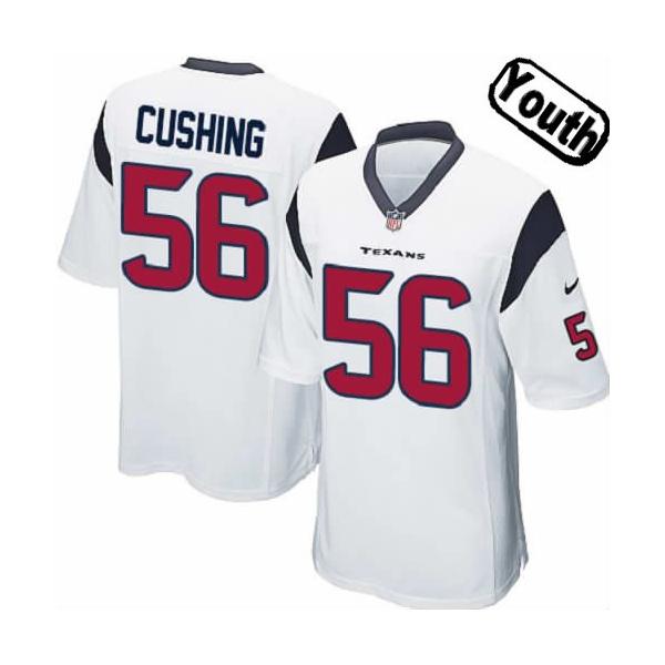 [NEW,Sewn-on]Brian Cushing Youth Football Jersey - Houston #56 CUSHING Jersey (White) For Youth/Kid