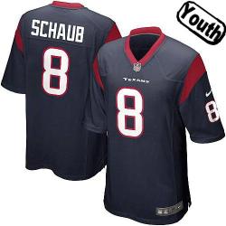 [NEW,Sewn-on]Matt Schaub Youth Football Jersey - Houston #8 SCHAUB Jersey (Blue) For Youth/Kid