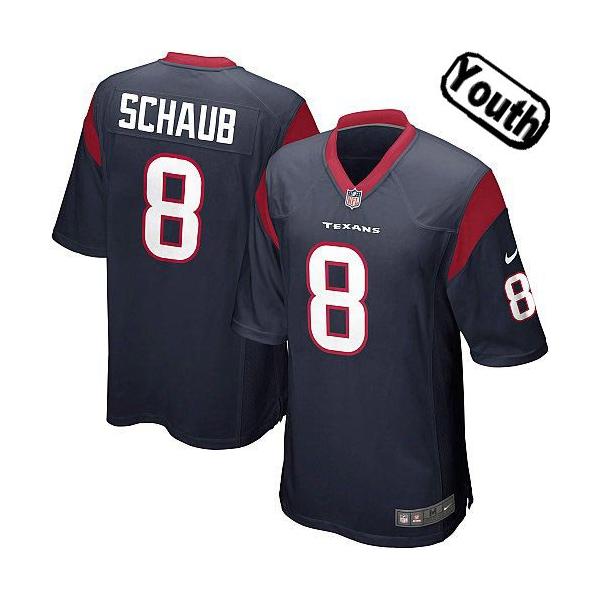 [NEW,Sewn-on]Matt Schaub Youth Football Jersey - Houston #8 SCHAUB Jersey (Blue) For Youth/Kid