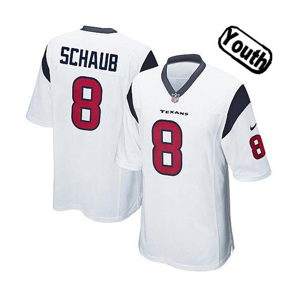 [NEW,Sewn-on]Matt Schaub Youth Football Jersey - Houston #8 SCHAUB Jersey (White) For Youth/Kid