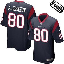 [NEW,Sewn-on]Andre Johnson Youth Football Jersey - Houston #80 JOHNSON Jersey (Blue) For Youth/Kid