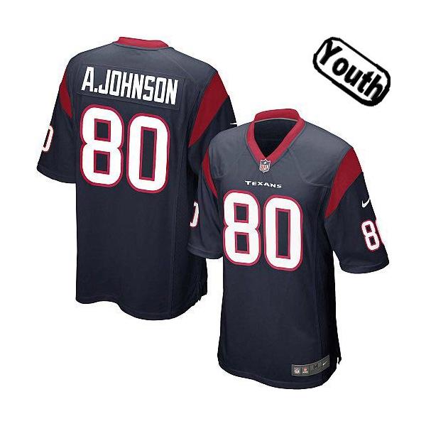 [NEW,Sewn-on]Andre Johnson Youth Football Jersey - Houston #80 JOHNSON Jersey (Blue) For Youth/Kid