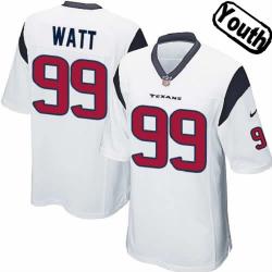 [NEW,Sewn-on]J.J. Watt Youth Football Jersey - Houston #99 WATT Jersey (White) For Youth/Kid