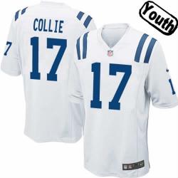 [NEW,Sewn-on]Austin Collie Youth Football Jersey - Indianapolis #17 COLLIE Jersey (White) For Youth/Kid