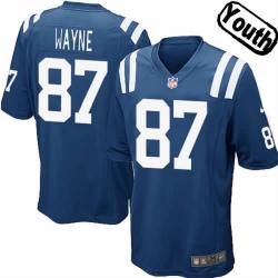 [NEW,Sewn-on]Reggie Wayne Youth Football Jersey - Indianapolis #87 WAYNE Jersey (Blue) For Youth/Kid