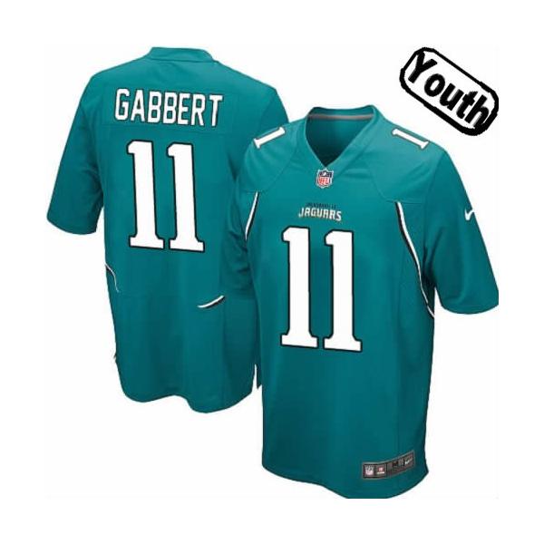 [NEW,Sewn-on]Blaine Gabbert Youth Football Jersey - Jacksonville #11 GABBERT Jersey (Green) For Youth/Kid