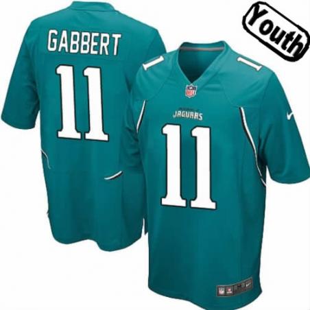 [NEW,Sewn-on]Blaine Gabbert Youth Football Jersey - Jacksonville #11 GABBERT Jersey (Green) For Youth/Kid