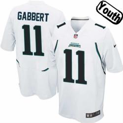 [NEW,Sewn-on]Blaine Gabbert Youth Football Jersey - Jacksonville #11 GABBERT Jersey (White) For Youth/Kid