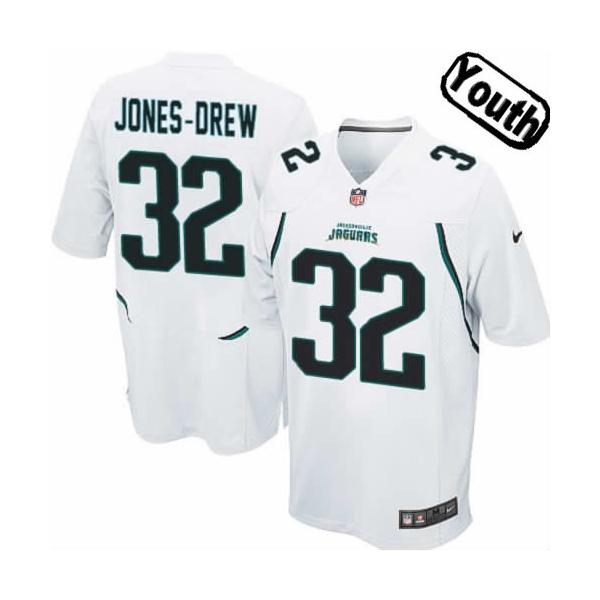 [NEW,Sewn-on]Maurice Jones-Drew Youth Football Jersey - Jacksonville #32 JONES-DREW Jersey (White) For Youth/Kid