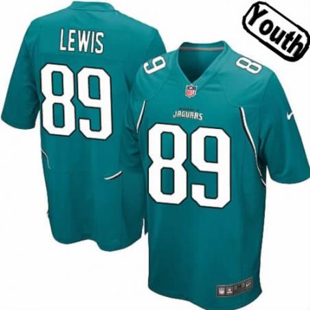 [NEW,Sewn-on]Marcedes Lewis Youth Football Jersey - Jacksonville #89 LEWIS Jersey (Green) For Youth/Kid