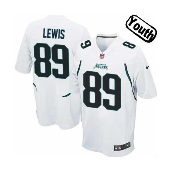 [NEW,Sewn-on]Marcedes Lewis Youth Football Jersey - Jacksonville #89 LEWIS Jersey (White) For Youth/Kid