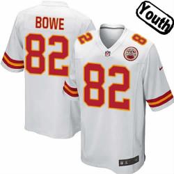 [NEW,Sewn-on]Dwayne Bowe Youth Football Jersey - KC #82 BOWE Jersey (White) For Youth/Kid