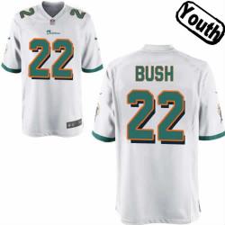 [NEW,Sewn-on]Reggie Bush Youth Football Jersey - Miami #22 BUSH Jersey (White) For Youth/Kid