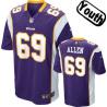 [NEW,Sewn-on]Jared Allen Youth Football Jersey - Minnesota #69 ALLEN Jersey (Purple) For Youth/Kid