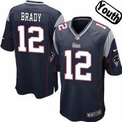 [NEW,Sewn-on]Tom Brady Youth Football Jersey - New England #12 BRADY Jersey (Blue) For Youth/Kid