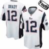 [NEW,Sewn-on]Tom Brady Youth Football Jersey - New England #12 BRADY Jersey (White) For Youth/Kid