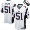 [NEW,Sewn-on]Jerod Mayo Youth Football Jersey - New England #51 MAYO Jersey (White) For Youth/Kid