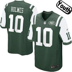 [NEW,Sewn-on]Santonio Holmes Youth Football Jersey - NY-J #10 HOLMES Jersey (Green) For Youth/Kid