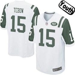 [NEW,Sewn-on]Tim Tebow Youth Football Jersey - NY-J #15 TEBOW Jersey (White) For Youth/Kid