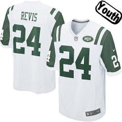 [NEW,Sewn-on]Darrelle Revis Youth Football Jersey - NY-J #24 REVIS Jersey (White) For Youth/Kid