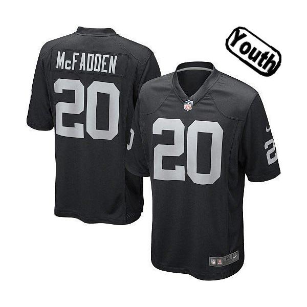 [NEW,Sewn-on]Darren McFadden Youth Football Jersey - Oakland #20 MCFADDEN Jersey (Black) For Youth/Kid