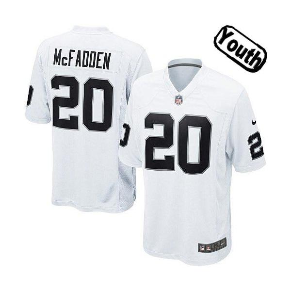 [Sewn-on,Youth]Darren McFadden Oakland Youth Football Jersey(White)