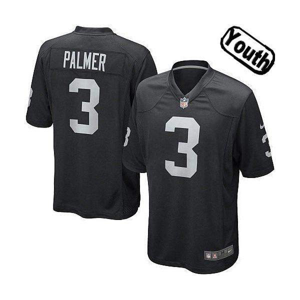 [NEW,Sewn-on]Carson Palmer Youth Football Jersey - Oakland #3 PALMER Jersey (Black) For Youth/Kid