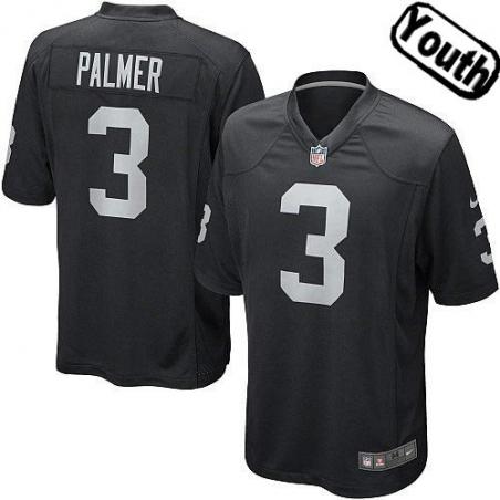 [NEW,Sewn-on]Carson Palmer Youth Football Jersey - Oakland #3 PALMER Jersey (Black) For Youth/Kid