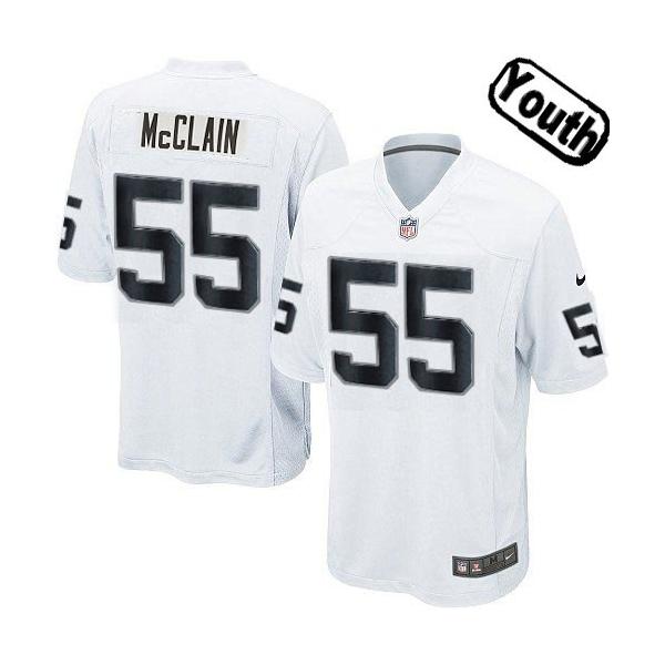 [NEW,Sewn-on]Rolando McClain Youth Football Jersey - Oakland #55 MCCLAIN Jersey (White) For Youth/Kid