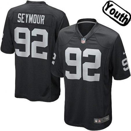 [NEW,Sewn-on]Richard Seymour Youth Football Jersey - Oakland #92 SEYMOUR Jersey (Black) For Youth/Kid