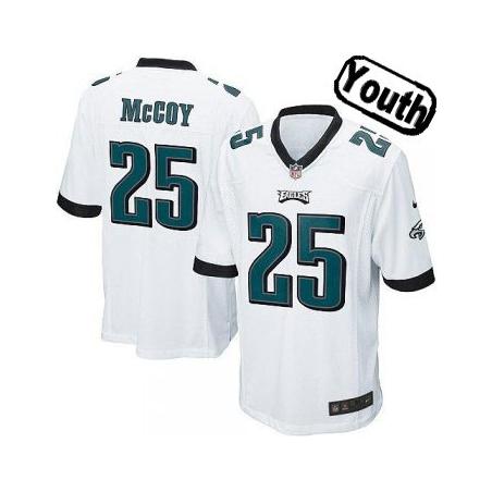 [NEW,Sewn-on]LeSean McCoy Youth Football Jersey - Philadelphia #25 MCCOY Jersey (White) For Youth/Kid