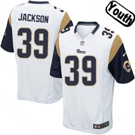 [NEW,Sewn-on]Steven Jackson Youth Football Jersey - St Louis  #39 JACKSON Jersey (White) For Youth/Kid