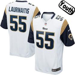 [NEW,Sewn-on]James Laurinaitis Youth Football Jersey - St Louis  #55 LAURINAITIS Jersey (White) For Youth/Kid