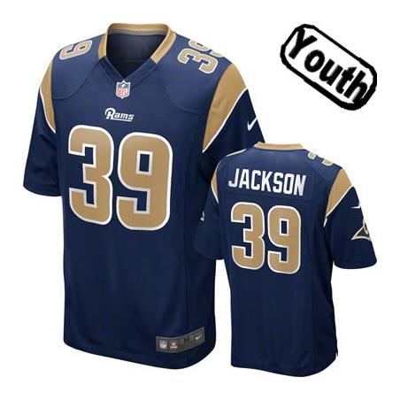 [NEW,Sewn-on]Steven Jackson Youth Football Jersey - St. Louis  #39 JACKSON Jersey (Blue) For Youth/Kid