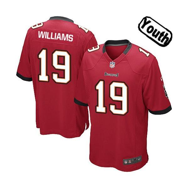 [NEW,Sewn-on]Mike Williams Youth Football Jersey - Tampa Bay #19 WILLIAMS Jersey (Red) For Youth/Kid