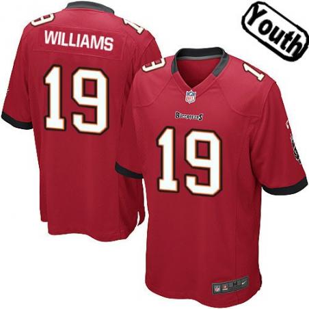 [NEW,Sewn-on]Mike Williams Youth Football Jersey - Tampa Bay #19 WILLIAMS Jersey (Red) For Youth/Kid