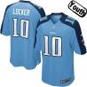 [NEW,Sewn-on]Jake Locker Youth Football Jersey - Tennessee #10 LOCKER Jersey (Light Blue) For Youth/Kid