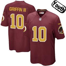 [NEW,Sewn-on]Robert Griffin III Youth Football Jersey - Washington #10 GRIFFIN III Jersey (Red 80th) For Youth/Kid