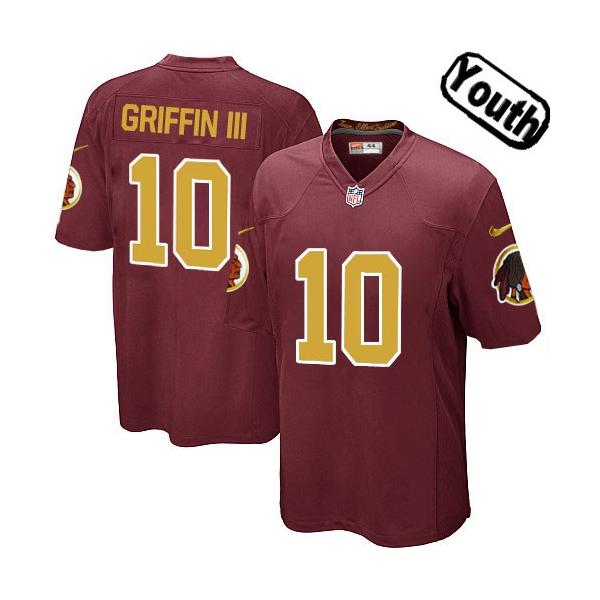 [NEW,Sewn-on]Robert Griffin III Youth Football Jersey - Washington #10 GRIFFIN III Jersey (Red 80th) For Youth/Kid