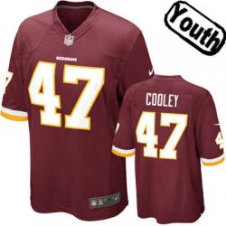 [NEW,Sewn-on]Chris Cooley Youth Football Jersey - Washington #47 COOLEY Jersey (Red) For Youth/Kid