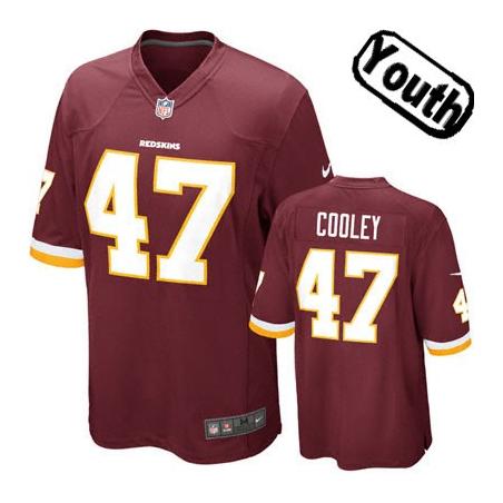 [NEW,Sewn-on]Chris Cooley Youth Football Jersey - Washington #47 COOLEY Jersey (Red) For Youth/Kid