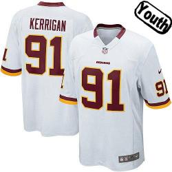 [NEW,Sewn-on]Ryan Kerrigan Youth Football Jersey - Washington #91 KERRIGAN Jersey (White) For Youth/Kid