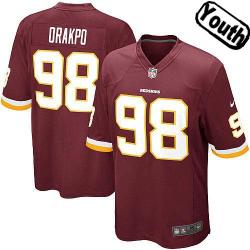 [NEW,Sewn-on]Brian Orakpo Youth Football Jersey - Washington #98 ORAKPO Jersey (Red) For Youth/Kid