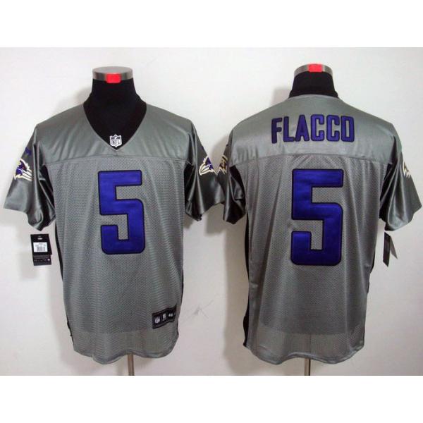 [NEW,Gray-Shadow]Joe Flacco Football Jersey -Baltimore #5 Gray Jersey