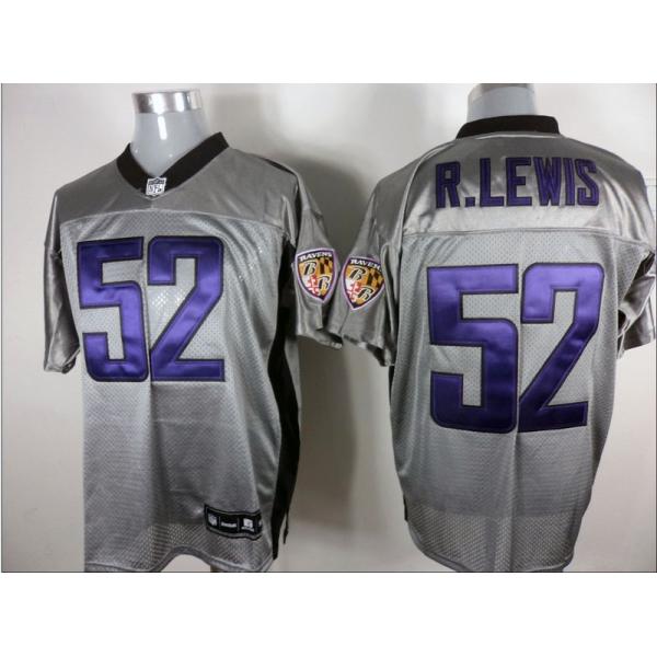 [Rbk,Gray-Shadow]Ray Lewis Football Jersey -Baltimore #52 Gray Jersey