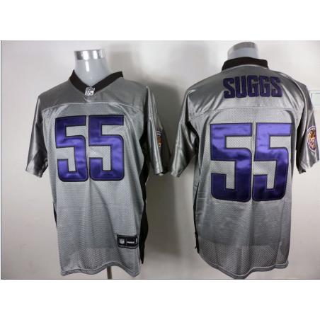 [Rbk,Gray-Shadow]Terrell Suggs Football Jersey -Baltimore #55 Gray Jersey