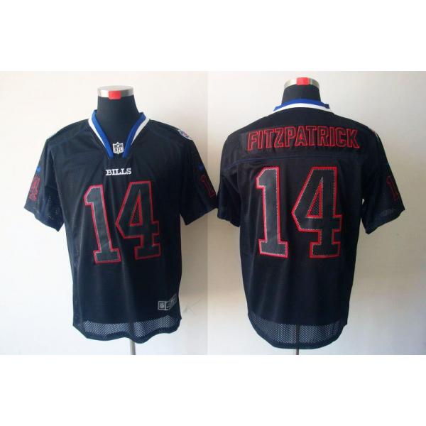 [NEW,Lights-Out]Ryan Fitzpatrick Football Jersey -Buffalo #14 Black Jersey