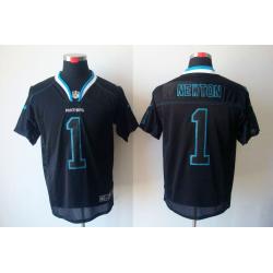 [NEW,Lights-Out]Cam Newton Football Jersey -Carolina #1 Black Jersey